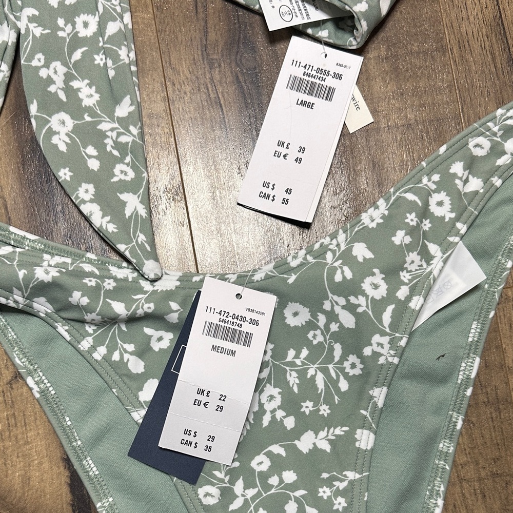 NWT Abercrombie & Fitch Cheeky Floral Green Bikini Set - Picture 2 of 4